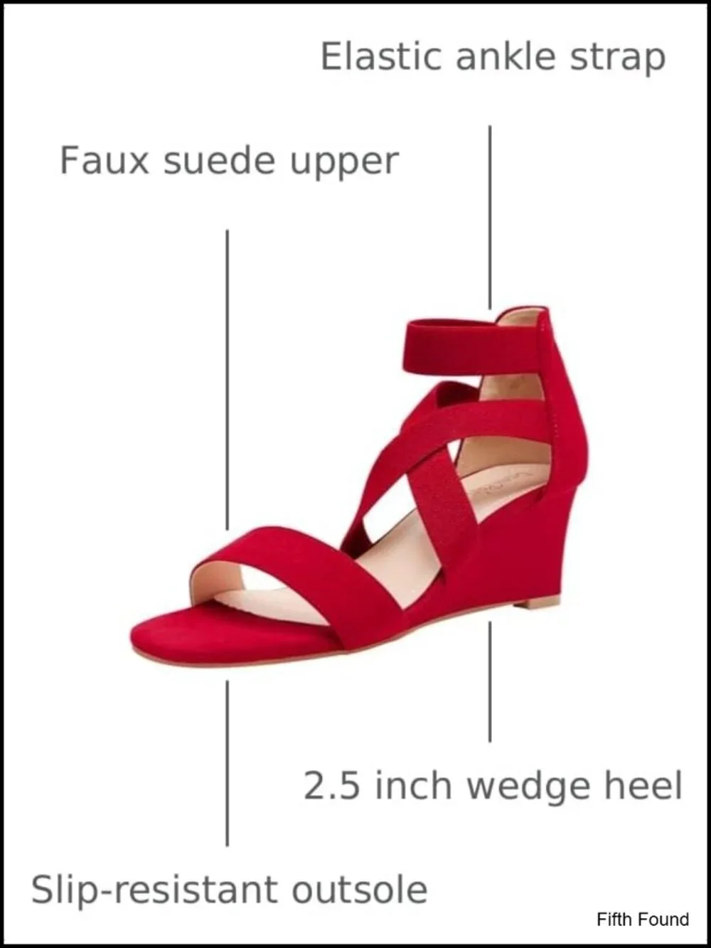 Faux Suede Ankle Strap Low Wedge Sandals with Cushioned Insole